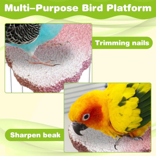 3PCS Bird Beak Grinding Stone Resin Bird Perch Stand Grinding Claw Birds Cage Perch Parrot Climbing Chewing Toys Parakeet Cage Accessories for Budgies Cockatiels Conures