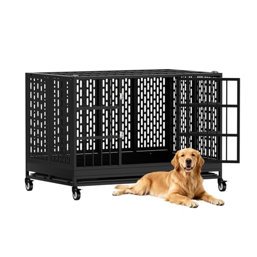 48 Inch Heavy Duty Dog Crate with Wheels (47.2"L x 28.9"W x 29.9"H)