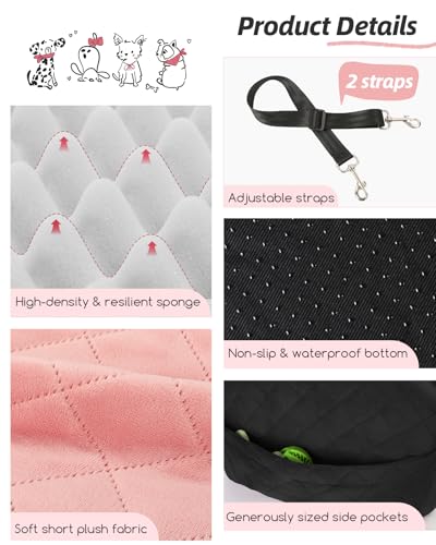 Dog Booster Car Seat for Small (Black/Pink / Medium)