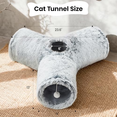 Plush Cat Tunnel (Light Grey / Small)