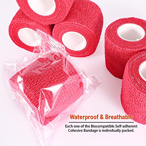 24 Pack Self Adhesive Bandage Wrap (Red / 2 Inch)