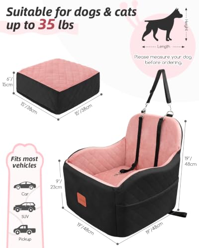 Dog Booster Car Seat for Small (Black/Pink / Medium)