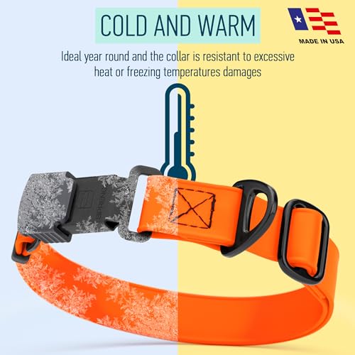Biothane Waterproof Dog Collar with Herm Sprenger Stainless Steel Quick Release Buckle (W 1" x L 15"-25" / Hunter Orange)