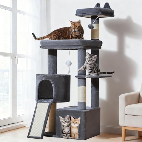 Sturdy Cat Tree (Smoky Gray / 55.1 Inches)