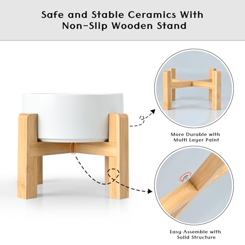Ceramic Elevated Dog Bowls 2 Pack (Medium - 3.6 CUPS*2 / White)