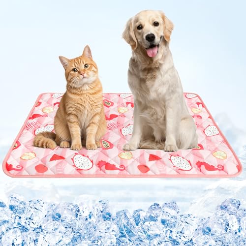 Dog Cooling Mat (Pink Seahorse / Large 27.5IN x 38.5IN)