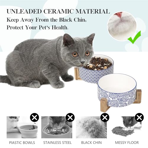 Ceramic 14 OZ Dog Bowls (14 oz / Vintage Blue B)