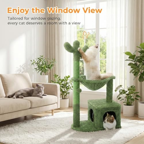 40" Cactus Cat Tree with Hammock (40" / Cactus Green)