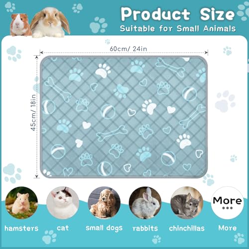 6 Packs Washable Guinea Pig Cage Liners with with Paw Print (24 x 18in / 6 Packs)
