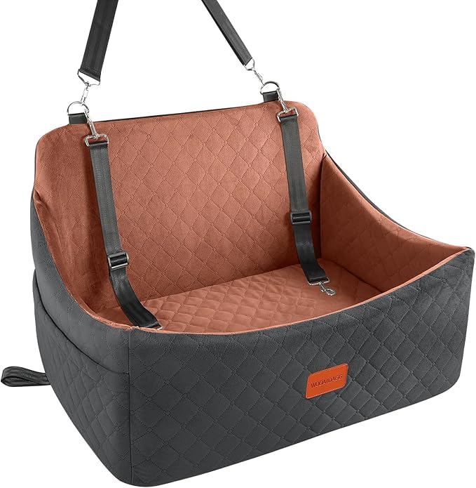 Dog Car Seat for Medium & Large Dogs Up to 55lbs (Black/Brown / Large)