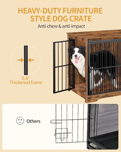 44.1" XL Dog Crate Furniture Indoor Dog Kennel with Barn Door (44.1"L x 27.6"W x 31.9"H / Rustic Brown)