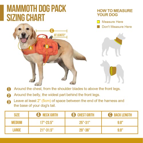 Dog Backpack for Medium & Large Dogs (Orange / Large)