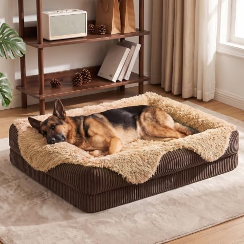Orthopedic Dog Bed Extra Large Sized Dog (Brown / 44"L x 31"W x 7"T)