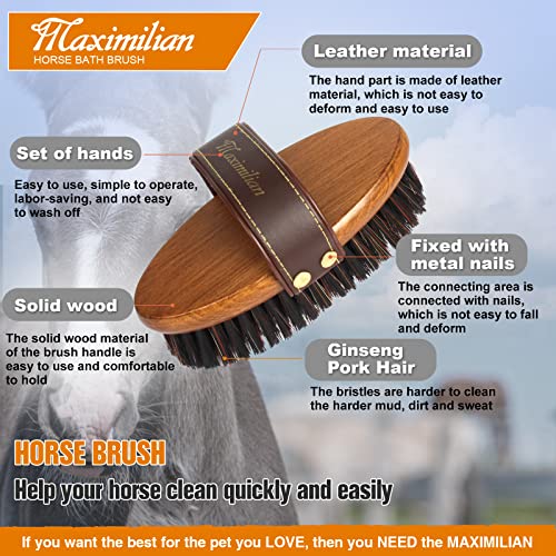 Handmade Horse Brush Professional Horse Brushes for Grooming (Brown)