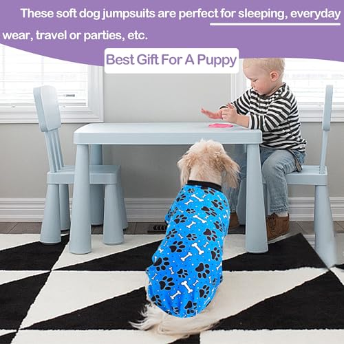 4 Pack Paw Print Fleece Dog Pajamas Warm for Extra Large Dogs (XX-Large)