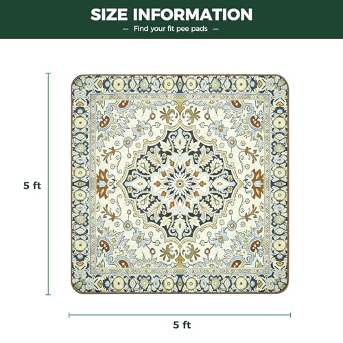 Washable Pee Pads for Dogs (Boho Beige / 63" Square (1 Pack))