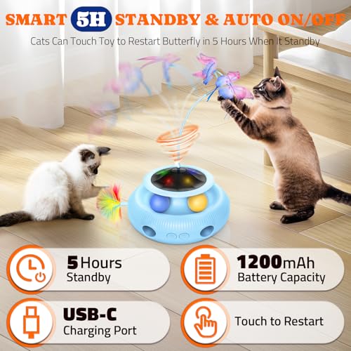 Cat Toys Automatic Interactive Kitten Toys for Indoor Cats (Blue)