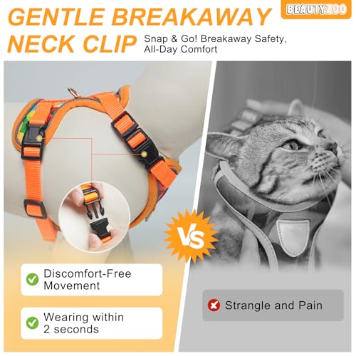 Cat Harness and Leash (Orange / Medium (Chest: 16 - 20"))