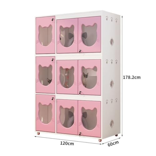 Cat House Solid Wood Cat Cage Luxury Villa Home Indoor Oversized Cattery Constant Temperature Cat Delivery Room Cage Cat Bed (120*60*118.4 / White)