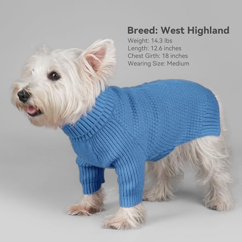 Dog Sweater Long Sleeve Warm Sweaters for Small Dogs Boy Girl Cats (Light Blue / Medium)