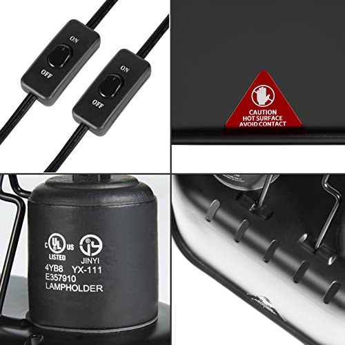 Nano Dual Reptile Heat Lamp Max 40W with Two Independent Switches (7.5inch dual dome)