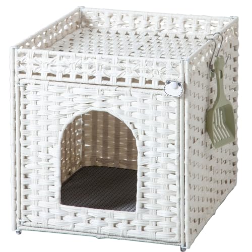 Cat Litter Box Enclosure Furniture (White / Standard)