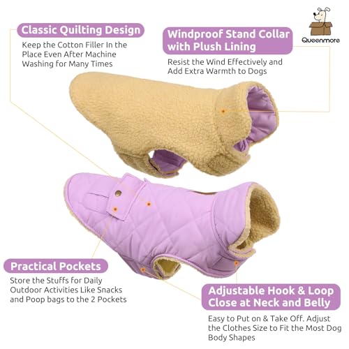 XL Warm Dog Coat Winter Thick Quilting Cold Weather Puffer Vest (X-Large / Lilac)