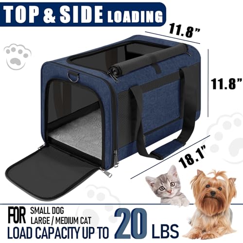 Large Cat Carrier Soft (Navy / 18.1"L x 11.8"W x 11.8"H)