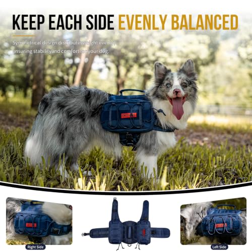 Dog Backpack for Medium & Large Dogs (Blue / Large)