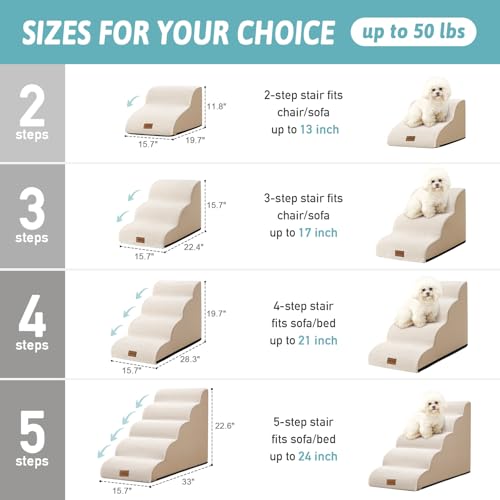 Dog Stairs for Small Dog 22.6" H (Beige / Standard:15.7"x33"x22.6")