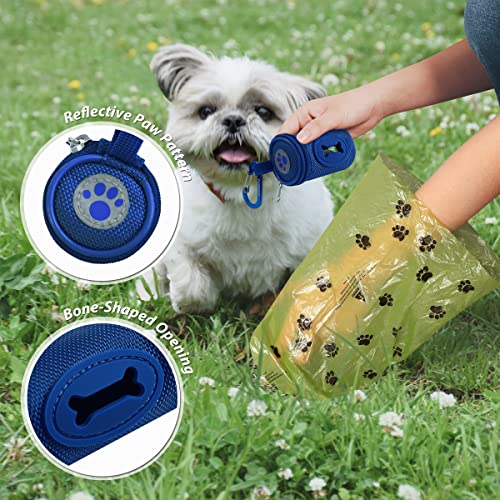 Dog Poop Bag Holder for Leash with Carabiner Clip Soft Fabric (Royal Blue)