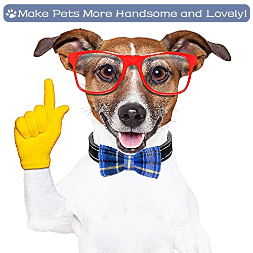 8 Pack Dog Bowties Plaid for Small Dogs Slide on Collar (S/M)