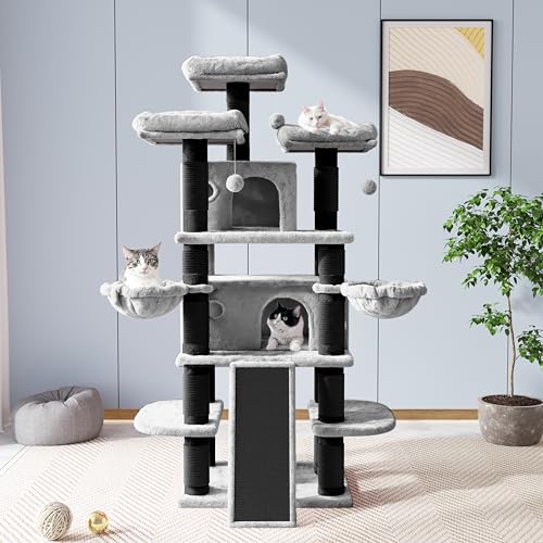 68 Inches Cat Tree (68 in / Black & Grey)