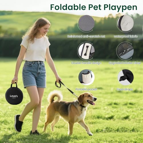 Dog Playpen Cat Puppy Pen (Gray green with Pad / Small)