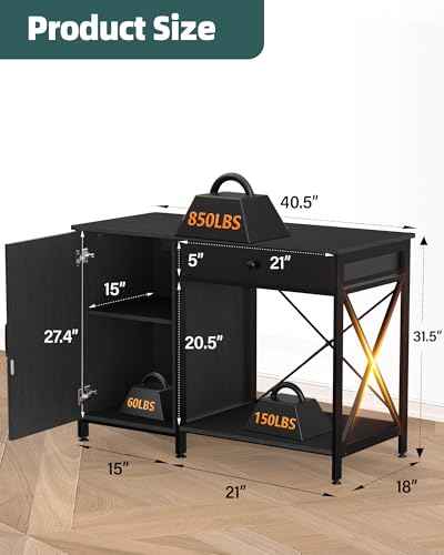 40 50 Gallon Aquarium Stand with Cabinet Drawer (Blcak / 40-50 Gallon)