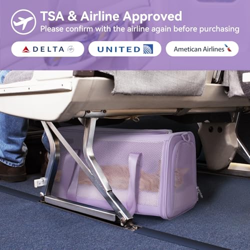 Cat Carrier Soft with Patented Safety Buckles (18.0"L x 11.0"W x 11.0"H / Purple)