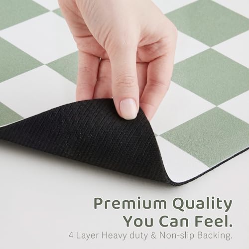 Checkered Dog Feeding Mat (19"L x 12"W / Sage)