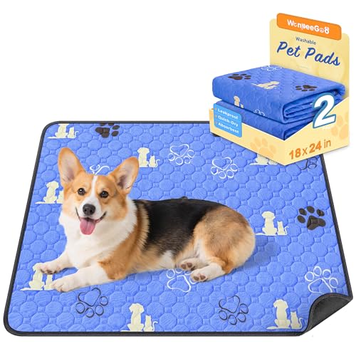 Washable Pee Pads for Dogs (Blue / 18"x24" (Pack of 2))