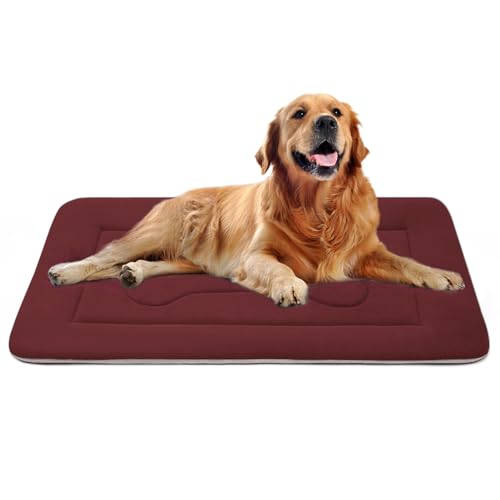 Dog Bed Large Crate Mat 42 in Non (42.0"L x 28.0"W x 1.2"Th / Dark Red)