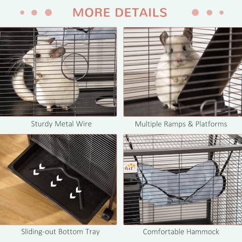 Metal Small Animal Cage (20.5"L x 20.5"W x 44.8"H / Grey)