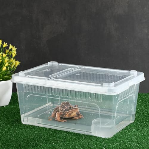 8 Pcs Reptile Breeding Box (Vent Strips / Clear / 10.6 x 7.4 x 4.7 Inch)