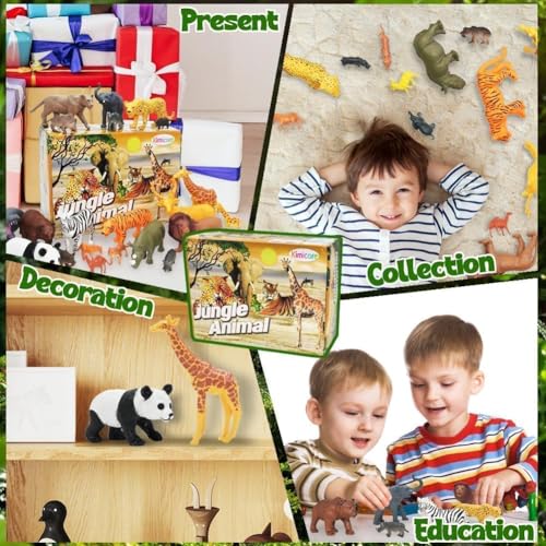 24Pcs Safari & Zoo Animals Figures (Safari Animals Figures)