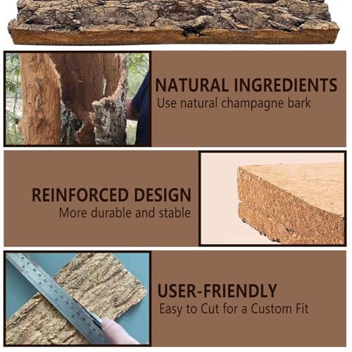 2PCS 15.7"x11.8" Natural Thickened Reptile Cork Bark Terrarium Background (2PCS - L：15.7" x 11.8")