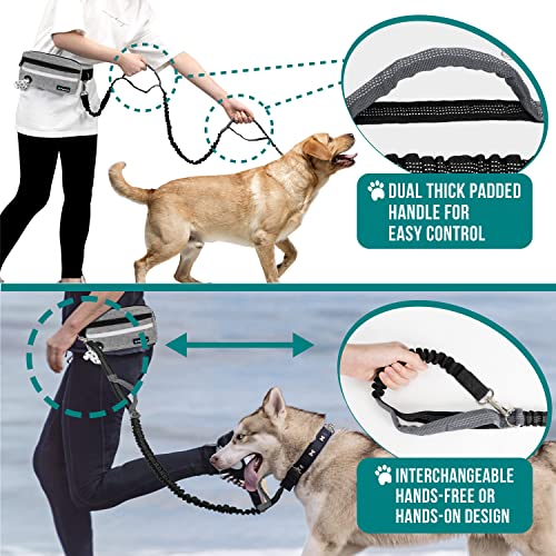 Hands Free Dog Leash Waist Belt Bag Fanny Pack (Heather Grey / 1 Leash)