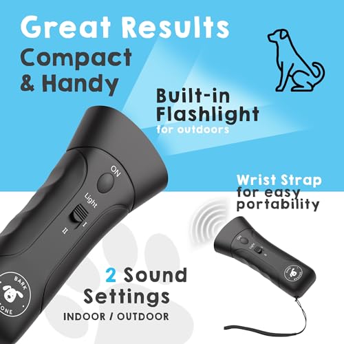 Ultrasonic Dog Bark Deterrent & Behavior Corrector (Black 9V (1 Pack))