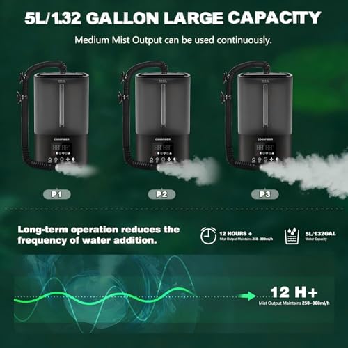 Reptile Fogger Humidifier (Black / 5L/1.32Gallon)