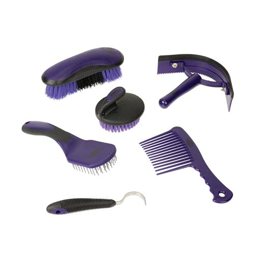 6 Piece Horse Grooming Kit (Purple/Black)