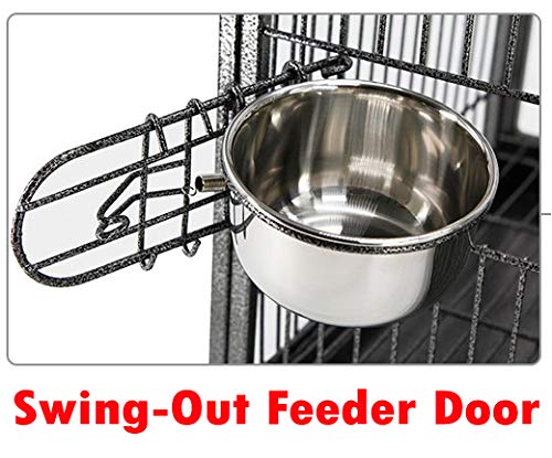 Deluxe Portable Wrought Iron Bird Travel Parrot Vet Carrier Cage (18" x 14" x 22"H / Black Vein)