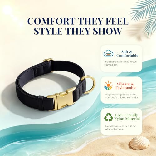 Soft Padded Dog Collar for Large Dogs (Black / L：Fit 16-22" Neck, Width 1")