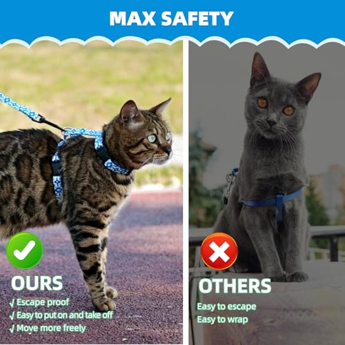 Cat Harness and Leash Set (Small / Blue)